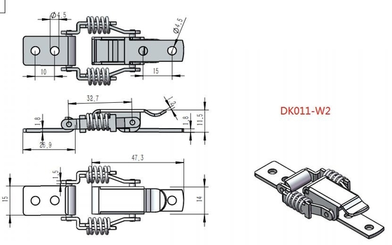 DK011G2 Emniyet Kancalı Paslanmaz Çelik Yaylı Pençe Geçiş Mandalı