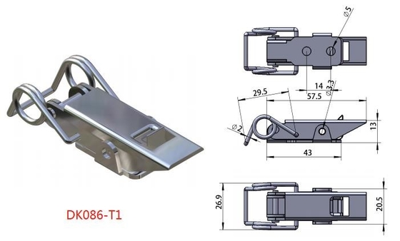 DK086-T1 Kendinden Kilitlemeli Gizli Paslanmaz Çelik Çekme Mandalı Makine İçin Geçiş Mandalı