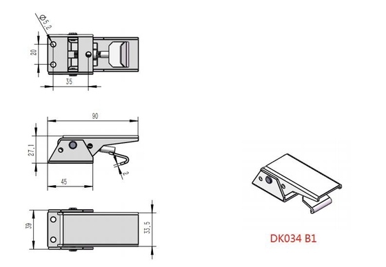 DK034B1 Endüstriyel Uygulamalar İçin Ağır Hizmet Tipi Çelik Ayarlanabilir Geçiş Mandalı
